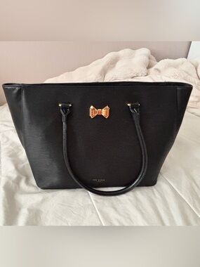 Ted Baker Black Tote with Gold Bow Accent